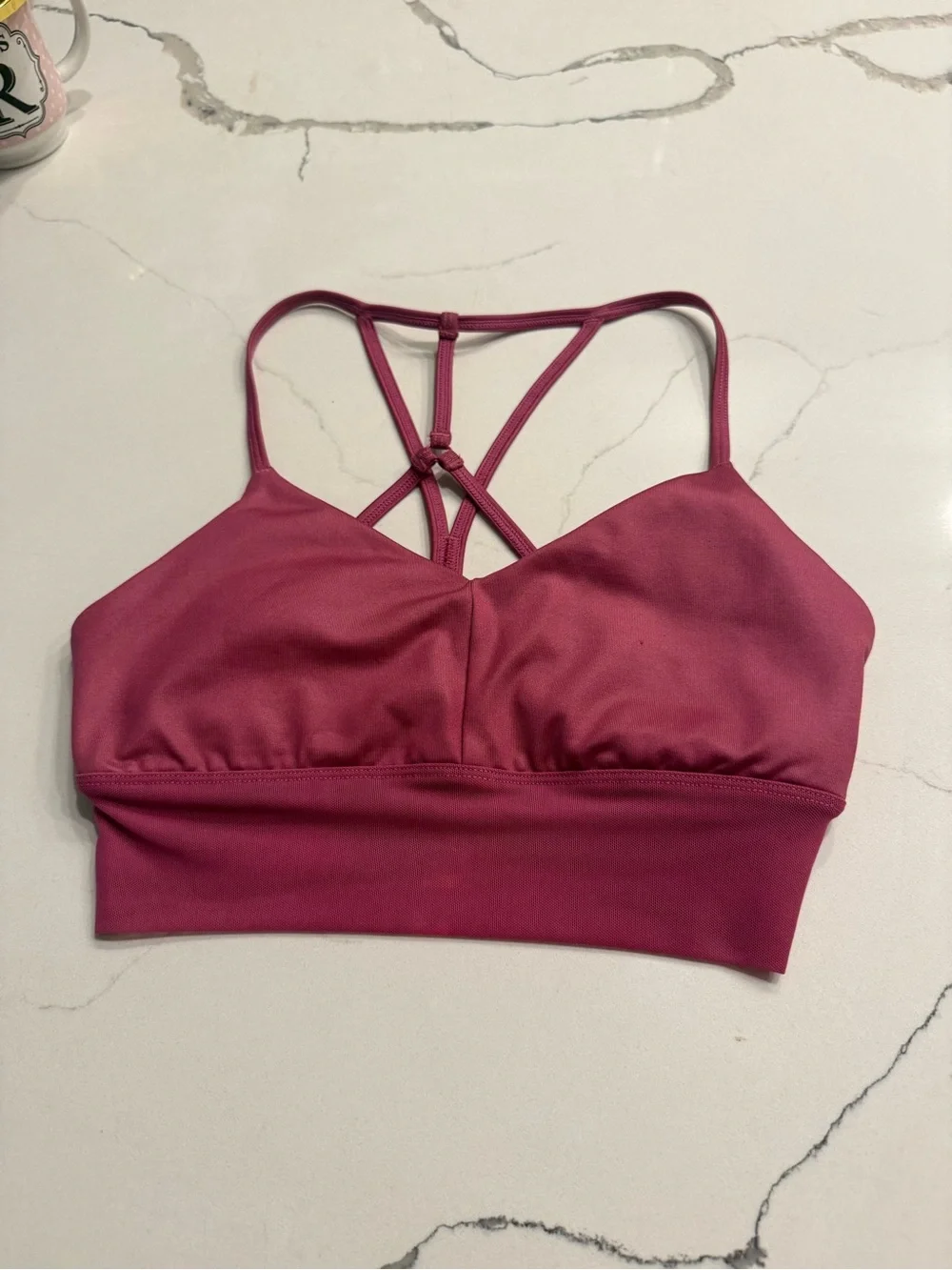 ALO Yoga Strappy Sports Bra — Magenta Rose